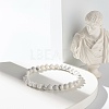 Natural Howlite & Lava Rock Round Beads Stretch Bracelets Set BJEW-JB06982-02-8