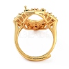 Rack Plating Oval Brass Micro Pave Cubic Zirconia Adjustable Ring Components X-KK-Q819-17G-3