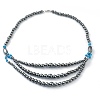 Non-Magnetic Synthetic Hematite & Turquoise Beades 3 Layer Necklaces NJEW-J058-01A-03-1