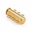3-Strands 6-Holes Tube Brass Magnetic Slide Lock Clasps X-KK-D473-G-NF-2