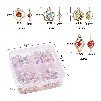 80Pcs 4 Style Rack Plating Eco-Friendly Iron Charms IFIN-YW0001-28-1