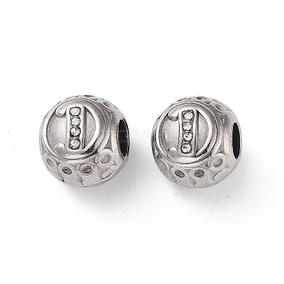 304 Stainless Steel Rhinestone European Beads STAS-A092-10D-P-1