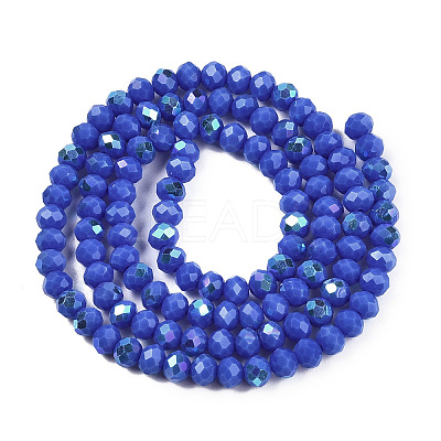 Electroplate Opaque Solid Color Glass Beads Strands EGLA-A044-P6mm-L32-1