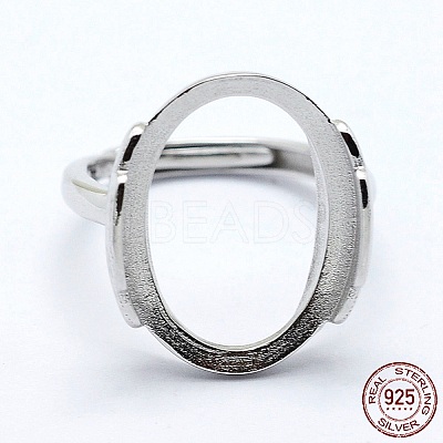Anti-Tarnish Rhodium Plated 925 Sterling Silver Finger Ring Components STER-G027-10P-1