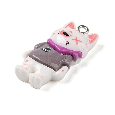 Opaque Resin Cat Pendants RESI-S399-07B-1