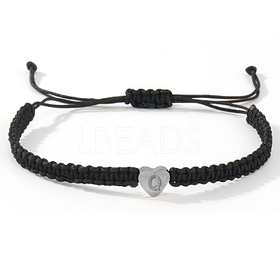 304 Stainless Steel Heart with Letter Bead Braided Bead Bracelets OO6447-45-1