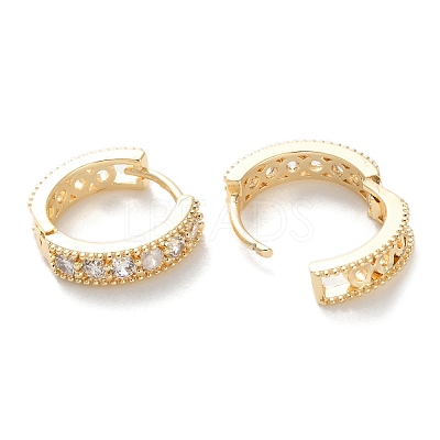 Brass Micro Pave Clear Cubic Zirconia Hoop Earrings EJEW-C121-07G-1