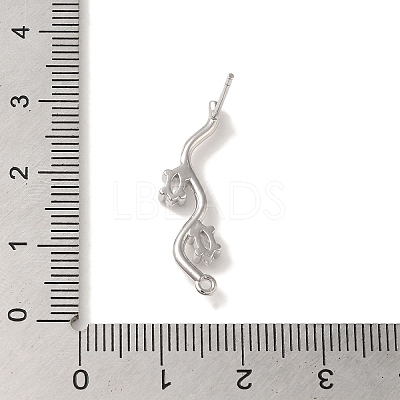 Brass with Clear Cubic Zirconia Stud Earring Findings KK-G499-02P-1