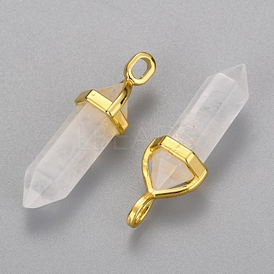 Natural Quartz Crystal Double Terminated Pointed Pendants G-G902-B23-1