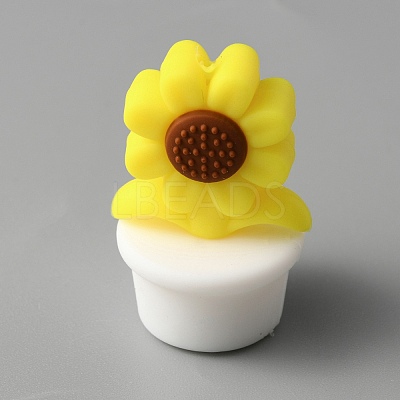 Sunflower Pot Food Grade Eco-Friendly Silicone Beads SIL-TAC0002-17B-1
