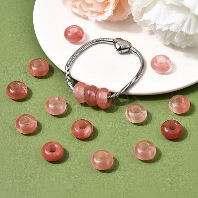 Cherry Quartz Glass European Large Hole Beads G-Q442-17-1