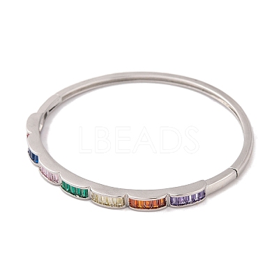 Brass Pave Colorful Cubic Zirconia Hinged Bangles for Women BJEW-S147-32P-A-1