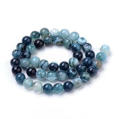 Natural Striped Agate/Banded Agate Beads Strands X-G-S259-04C-10mm-1