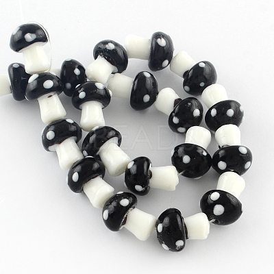 Mushroom Handmade Lampwork Beads Strands LAMP-R116-11-1