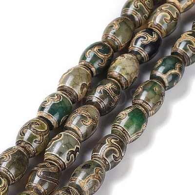 Tibetan Style dZi Beads Strands TDZI-E005-01B-1