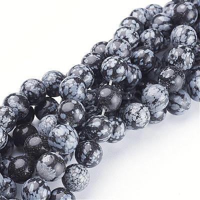 Natural Snowflake Obsidian Beads Strands GSR10mmC009-1