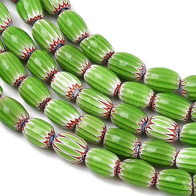 Handmade Millefiori Glass Oval Beads Strands LK-Z001-02A-08-1