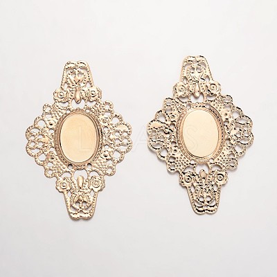 Filigree Flower Iron Cabochon Connector Settings IFIN-O010-15-1