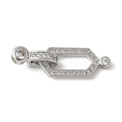 Brass Pave Clear Cubic Zirconia Fold Over Clasps KK-M320-26P-1