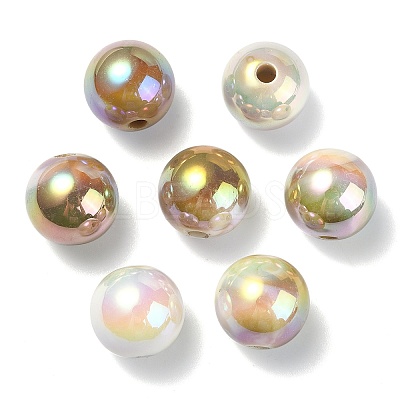 UV Plating Rainbow Iridescent Acrylic Beads OACR-F004-04B-1