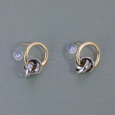 Two Tone Brass Twisted Hoop Earrings CZ4094-1