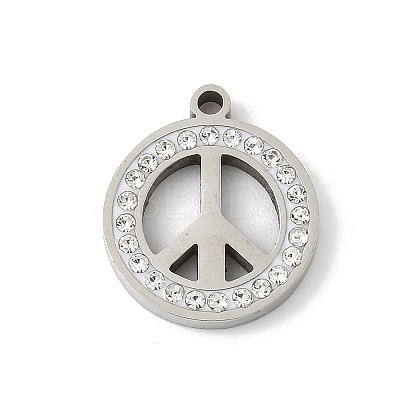 304 Stainless Steel Rhinestone Pendants STAS-Q354-04P-1
