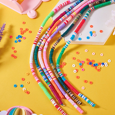 6 Strands 6 Colors Handmade Polymer Clay Bead Strands CLAY-TA0001-39-1
