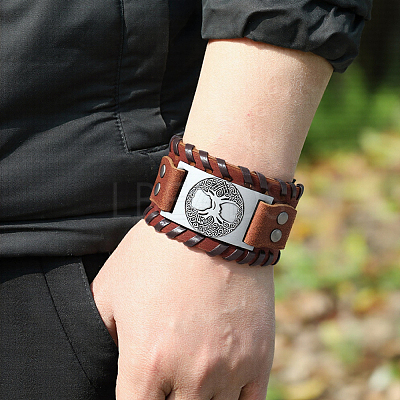 1Pc Imitation Leather Braided Bracelets BJEW-CL0001-08-1