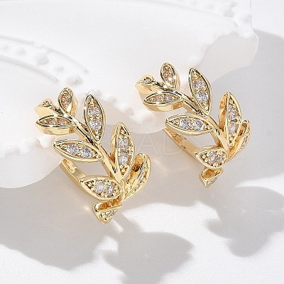 Brass Micro Pave Clear Cubic Zirconia Cuff Earrings X-EJEW-I249-11G-1