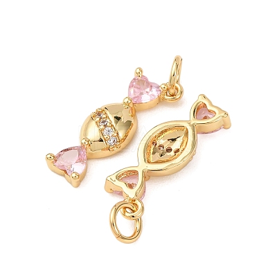 Brass Micro Pave Cubic Zirconia Pendants X-KK-D019-23G-1