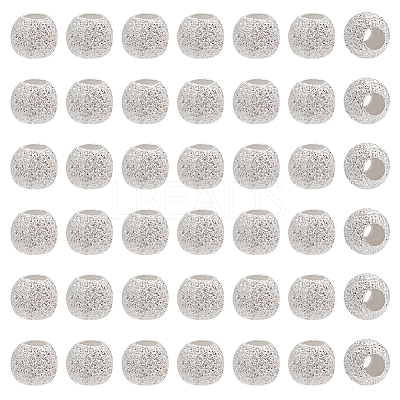 50Pcs Round 925 Sterling Silver Textured Beads STER-PH0001-66-1