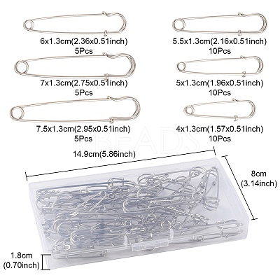45Pcs 6 Size Iron Kilt Pins Brooch Clasps Jewelry Findings IFIN-YW0001-73-1