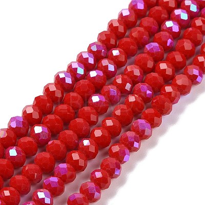 Electroplate Opaque Solid Color Glass Beads Strands EGLA-A034-P6mm-L04-1