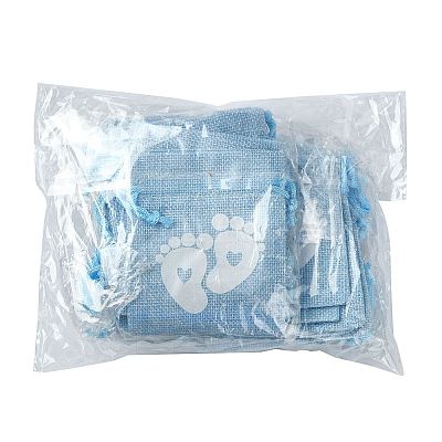 Baby Footprint Polyester Drawstring Bags ABAG-FZC0001-01B-1