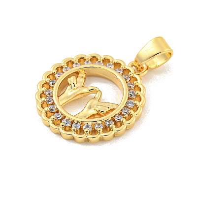 Brass Micro Pave Clear Cubic Zirconia Pendants LS-KK-U007-01G-07-1