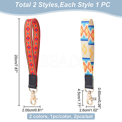 2Pcs 2 Colors Nylon Hand Wrist Lanyard for Phone Decoration Key Chain FIND-GO0001-01A-1