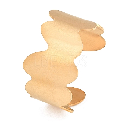 37MM Brushed 304 Stainless Steel Wavy Open Cuff Bangles for Women SA-CBA10D4-02G-1