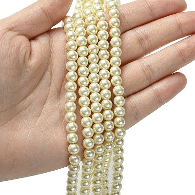 Eco-Friendly Dyed Glass Pearl Round Beads Strands HY-A002-6mm-RB003-1