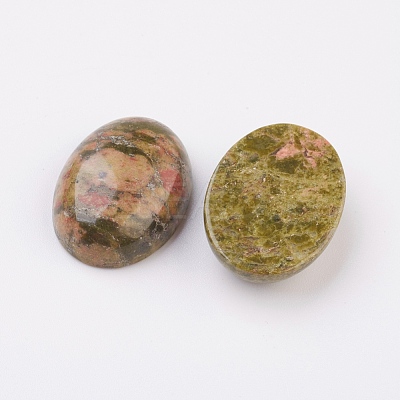 Natural Unakite Flat Back Cabochons G-G741-22x30mm-16-1