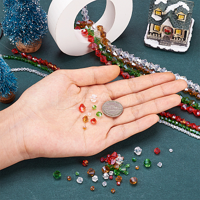 16 Strands 16 Style Christmas Theme Transparent Electroplate Glass Beads Strands EGLA-TA0001-25-1