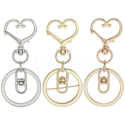 18Pcs 3 Style Alloy Keychain Clasps KEYC-SP0001-49B-1