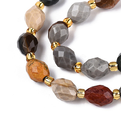 Natural Picture Jasper Beads Strands G-N342-53-8x6-09-1