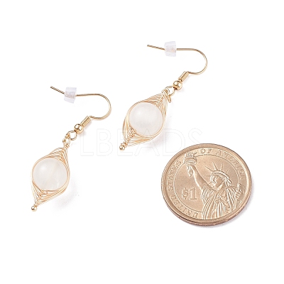 Natural Stone Braided Dangle Earring EJEW-JE04845-1