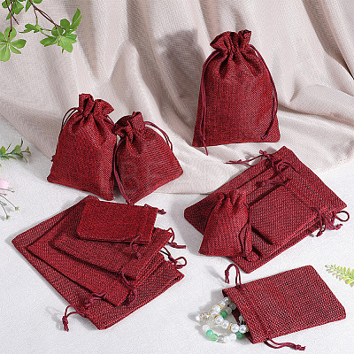 16Pcs 4 Styles Polyester Imitation Burlap Packing Pouches Drawstring Bags ABAG-BBC0001-01D-1