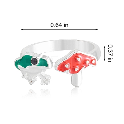 Frog & Mushroom Alloy Open Cuff Ring for Women JR943B-1