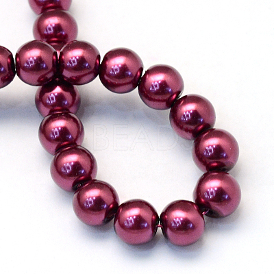 Baking Paint Pearlized Glass Pearl Round Bead Strands HY-Q003-4mm-72-1