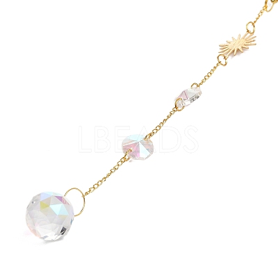 Glass Teardrop & Iron Rhombus Suncatchers HJEW-G028-01B-1