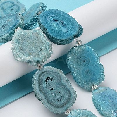Natural Druzy Quartz Crystal Beads Strands G-F582-A12-1
