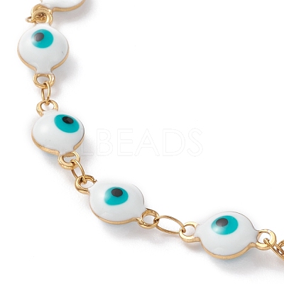 Evil Eye 304 Stainless Steel Enamel Link Chains Bracelets & Necklaces Jewelry Sets SJEW-JS01152-1