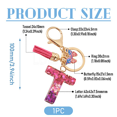 Alloy Resin Butterfly Keychains KEYC-TADJ0002-02G-T-1